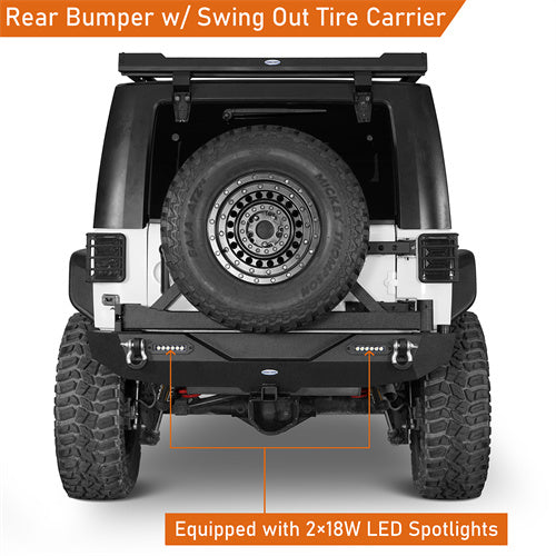 Jeep JK Front Bumper & Rear Bumper w/Tire Carrier Combo Kit for 2007-2018 Jeep Wrangler JK JKU - Rodeo Trail RDG.2031+2029 9