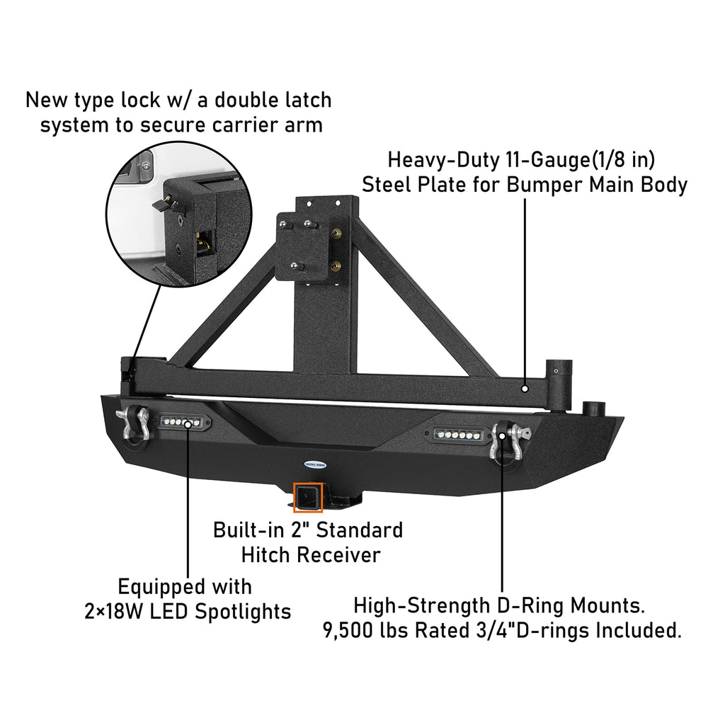 Jeep JK Different Trail Front and Rear Bumper Combo for 2007-2018 Jeep Wrangler JK - Rodeo Trail RDG.3018+RDG.2029A+RDG.2029B 12
