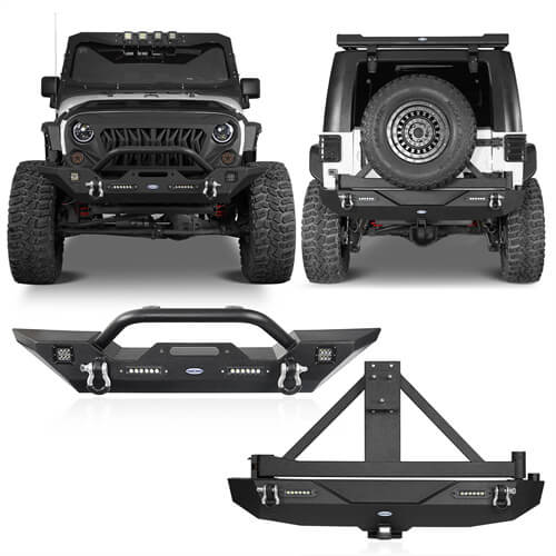 Jeep JK Different Trail Front and Rear Bumper Combo for 2007-2018 Jeep Wrangler JK - Rodeo Trail RDG.3018+RDG.2029A+RDG.2029B 1