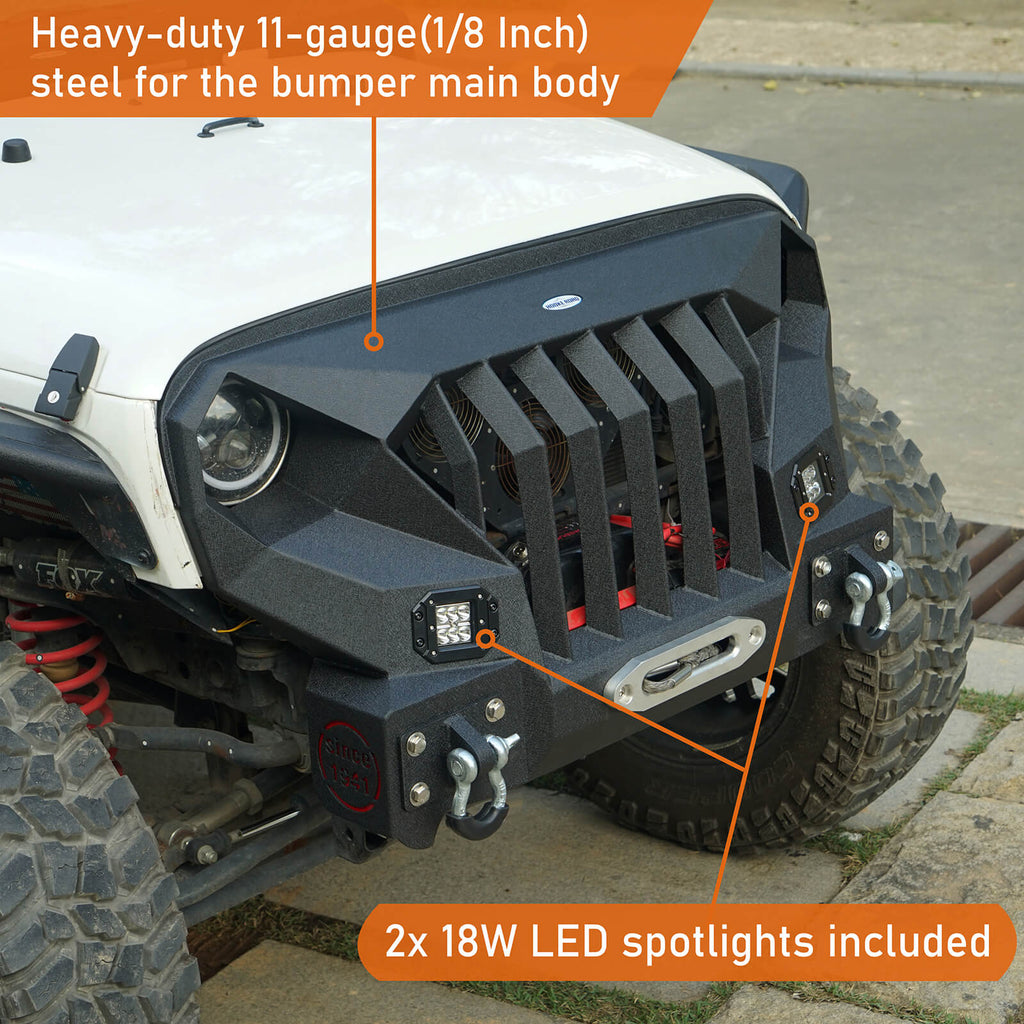 Mad Max Front Bumper & Rear Bumper w/Spare Tire Carrier for 2007-2018 Jeep Wrangler JK Rodeo Trail RDG.2038+RDG.2015 10