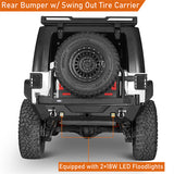 Mad Max Front Bumper & Rear Bumper w/Spare Tire Carrier for 2007-2018 Jeep Wrangler JK Rodeo Trail RDG.2038+RDG.2015 15