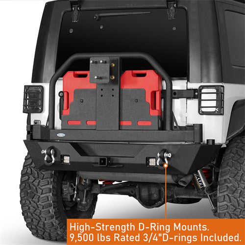 Mad Max Front Bumper & Rear Bumper w/Spare Tire Carrier for 2007-2018 Jeep Wrangler JK Rodeo Trail RDG.2038+RDG.2015 16