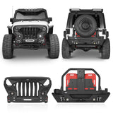 Mad Max Front Bumper & Rear Bumper w/Spare Tire Carrier for 2007-2018 Jeep Wrangler JK Rodeo Trail RDG.2038+RDG.2015 1