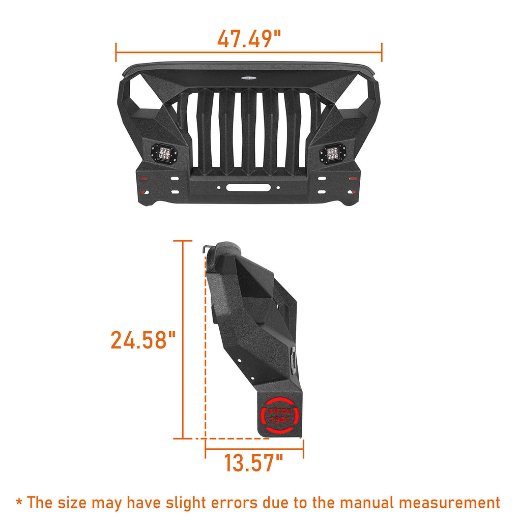 Mad Max Front Bumper & Rear Bumper w/Spare Tire Carrier for 2007-2018 Jeep Wrangler JK Rodeo Trail RDG.2038+RDG.2015 26