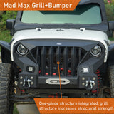 Mad Max Front Bumper & Rear Bumper w/Spare Tire Carrier for 2007-2018 Jeep Wrangler JK Rodeo Trail RDG.2038+RDG.2015 8