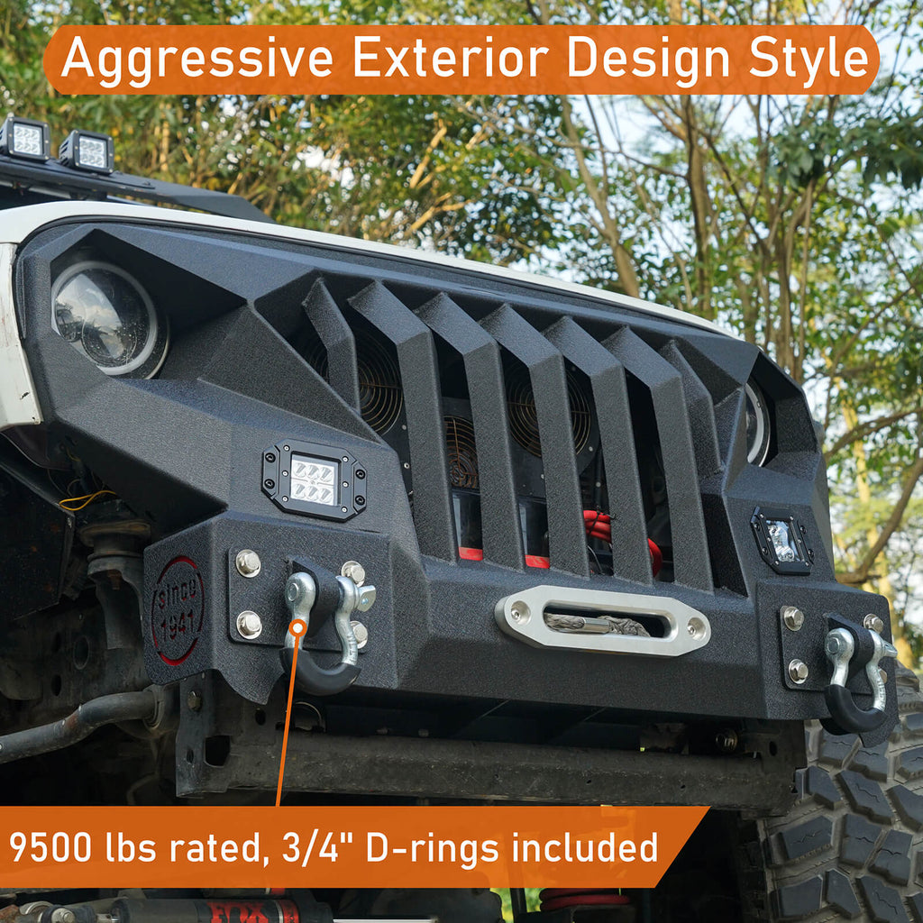 Mad Max Front Bumper & Rear Bumper w/Spare Tire Carrier for 2007-2018 Jeep Wrangler JK Rodeo Trail RDG.2038+RDG.2015 9
