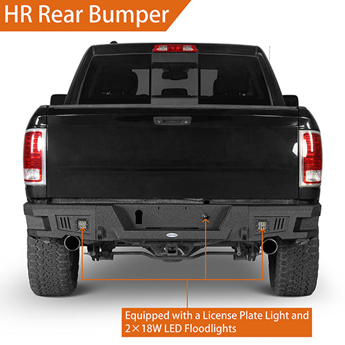 Front Bumper & Rear Bumper & Roof Rack Luggage Carrier for 2013-2018 Dodge Ram 1500 Crew Cab & Quad Cab,Excluding Rebel Rodeo Trail RDG.6000+6005+6004 12