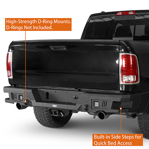 Front Bumper & Rear Bumper & Roof Rack Luggage Carrier for 2013-2018 Dodge Ram 1500 Crew Cab & Quad Cab,Excluding Rebel Rodeo Trail RDG.6000+6005+6004 14