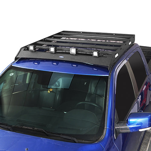 Front Bumper & Rear Bumper & Roof Rack Luggage Carrier for 2013-2018 Dodge Ram 1500 Crew Cab & Quad Cab,Excluding Rebel Rodeo Trail RDG.6000+6005+6004 9