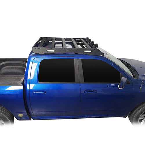 Front Bumper & Rear Bumper & Roof Rack Luggage Carrier for 2013-2018 Dodge Ram 1500 Crew Cab, Excluding Rebel Rodeo Trail RDG.6001+6005+6004 11
