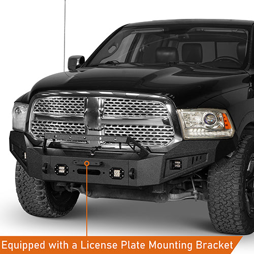 Front Bumper & Rear Bumper & Roof Rack Luggage Carrier for 2013-2018 Dodge Ram 1500 Crew Cab, Excluding Rebel Rodeo Trail RDG.6001+6005+6004 13