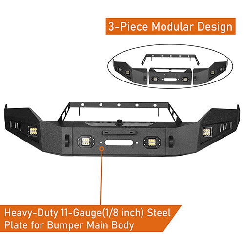 Front Bumper & Rear Bumper & Roof Rack Luggage Carrier for 2013-2018 Dodge Ram 1500 Crew Cab, Excluding Rebel Rodeo Trail RDG.6001+6005+6004 16