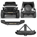 Full width Front Bumper & Rear Bumper w/Tire Carrier(07-18 Jeep Wrangler JK) - Rodeo Trail