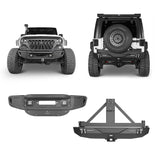 Jeep JK Front Bumper & Rear Bumper w/Tire Carrier for Jeep Wrangler JK JKU 2007-2018 - Rodeo Trail RDG.2032+RDG.2029 1