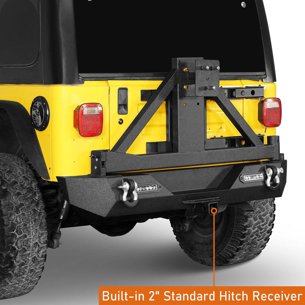 Jeep TJ Front and Rear Bumper Combo w/Tire Carrier for 1987-2006 Jeep Wrangler YJ TJ Rodeo Trail RDG.1010+RDG.1011 10