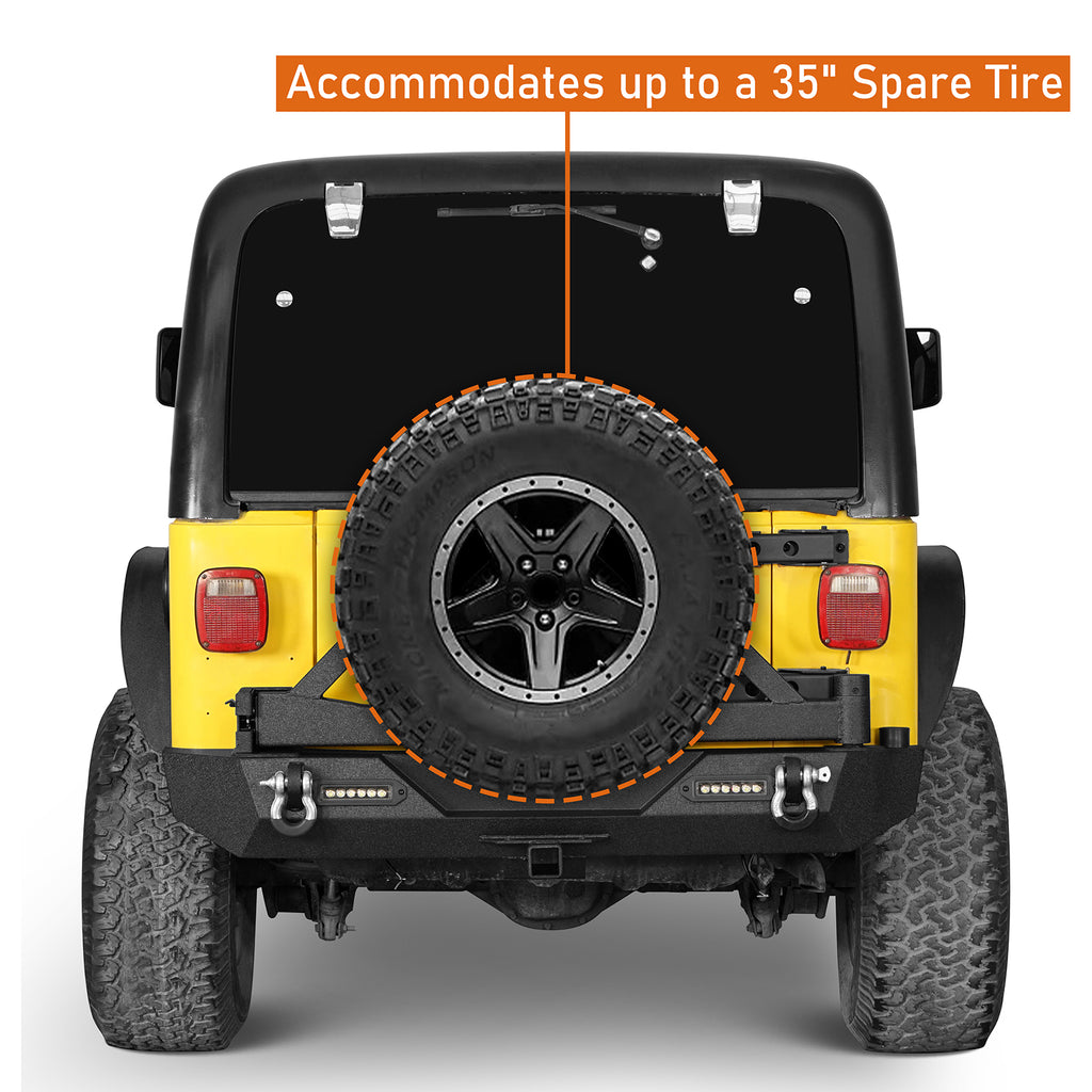 Jeep TJ Front and Rear Bumper Combo w/Tire Carrier for 1987-2006 Jeep Wrangler YJ TJ Rodeo Trail RDG.1010+RDG.1011 11