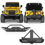 Jeep TJ Front and Rear Bumper Combo w/Tire Carrier for 1987-2006 Jeep Wrangler YJ TJ Rodeo Trail RDG.1010+RDG.1011 1
