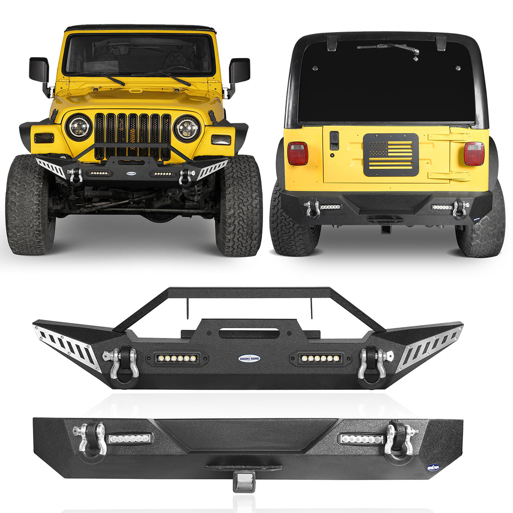 Jeep TJ Front and Rear Bumper Combo for 1987-2006 Jeep Wrangler TJ YJ Rodeo Trail RDG.1009+RDG.1011 1