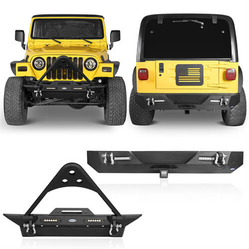 Jeep TJ Stinger Front Bumper and Different Trail Rear Bumper Combo for Jeep Wrangler TJ YJ 1987-2006 Rodeo Trail RDG.1013+RDG.1009 1