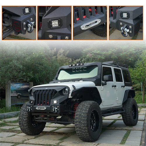 Front Bumper w/Grille Guard &  Winch plate for 2007-2018 Jeep Wrangler JK - Rodeo Trail  RDG.2038 3