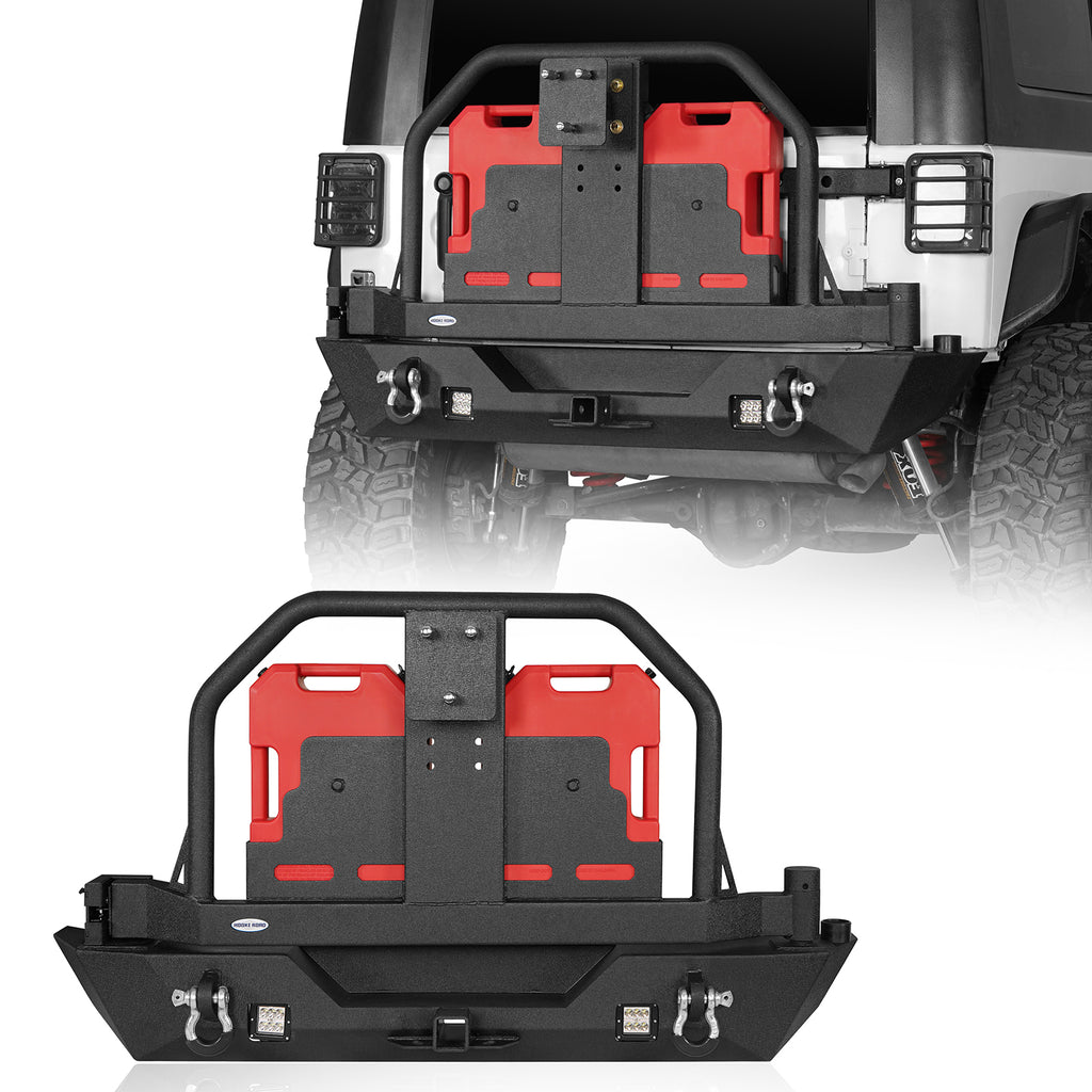 Rear Bumper with Rack Bar & Spare Tire Frame for 2007-2018 Jeep Wrangler JK - Rodeo Trail RDG.2015A+RDG.2015B 1