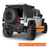 Rear Bumper with Rack Bar & Spare Tire Frame for 2007-2018 Jeep Wrangler JK - Rodeo Trail RDG.2015A+RDG.2015B 4