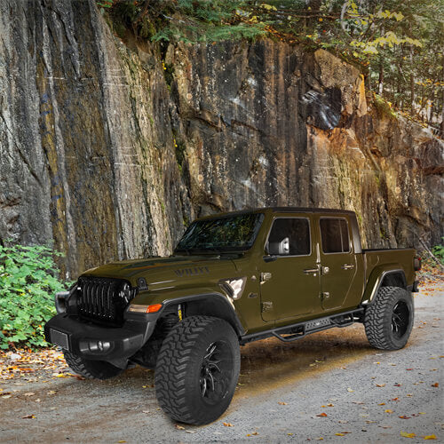 Drop Side Steps Nerf Bars Solid Steel (20-23 Jeep Gladiator JT) - Rodeo Trail r7001-1s 2