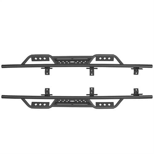 Drop Side Steps Nerf Bars Solid Steel (20-23 Jeep Gladiator JT) - Rodeo Trail r7001-1s 7