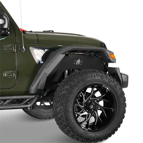 Spartan Front Inner Fender Liners Steel Wheel Lines for 2020-2023 Jeep Gladiator JT - Rodeo Trail  r7012s 2