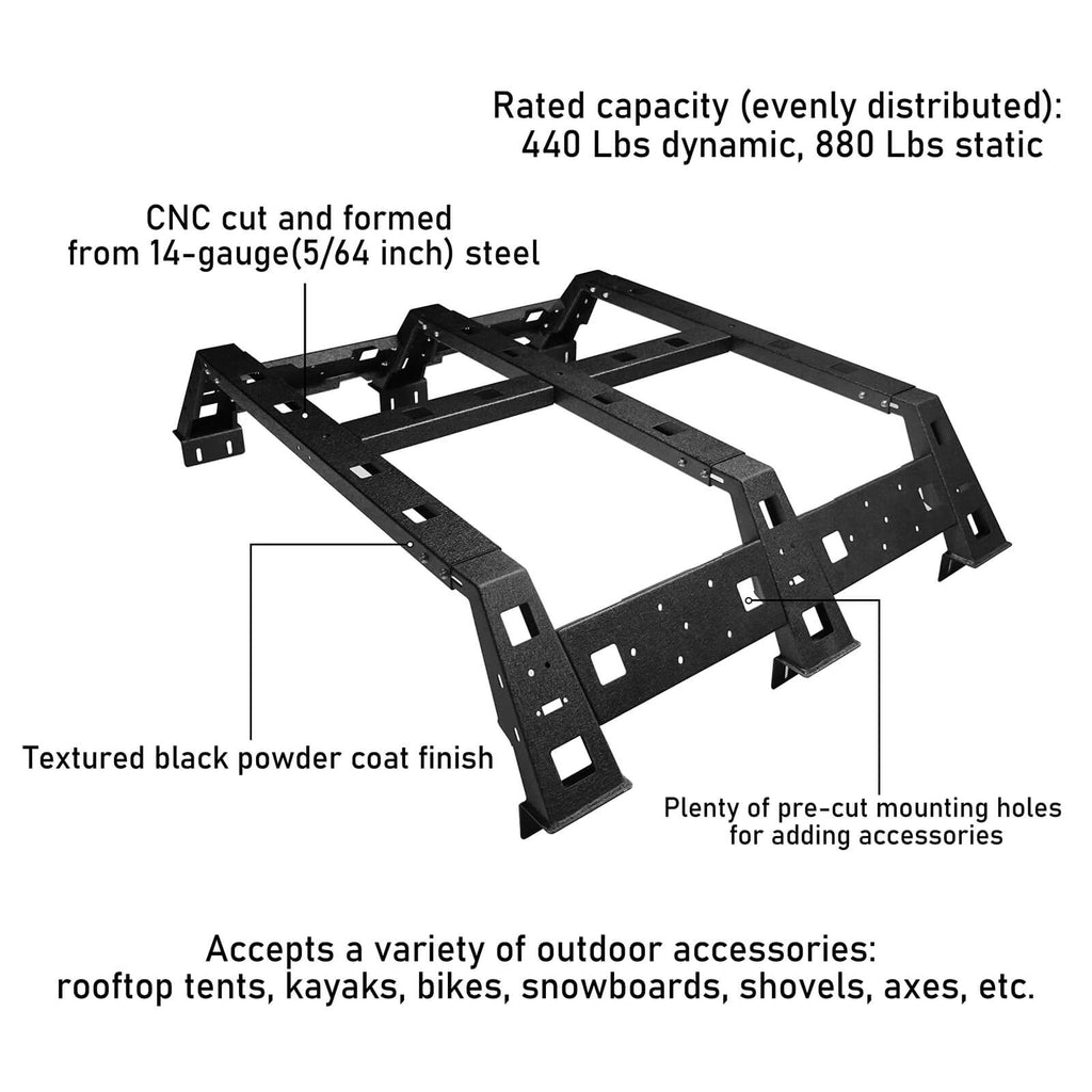 Toyota Tacoma Bed Rack 11.7 Inch High for 2005-2023 Toyota Tacoma b4009-11