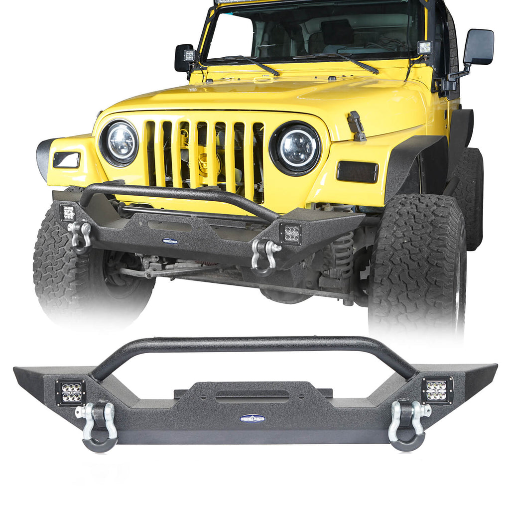 Different Trail Rock Mid Front Bumper w/ Winch Plate & LED Lighting(87-06 Jeep Wrangler TJ YJ) - Rodeo Trail