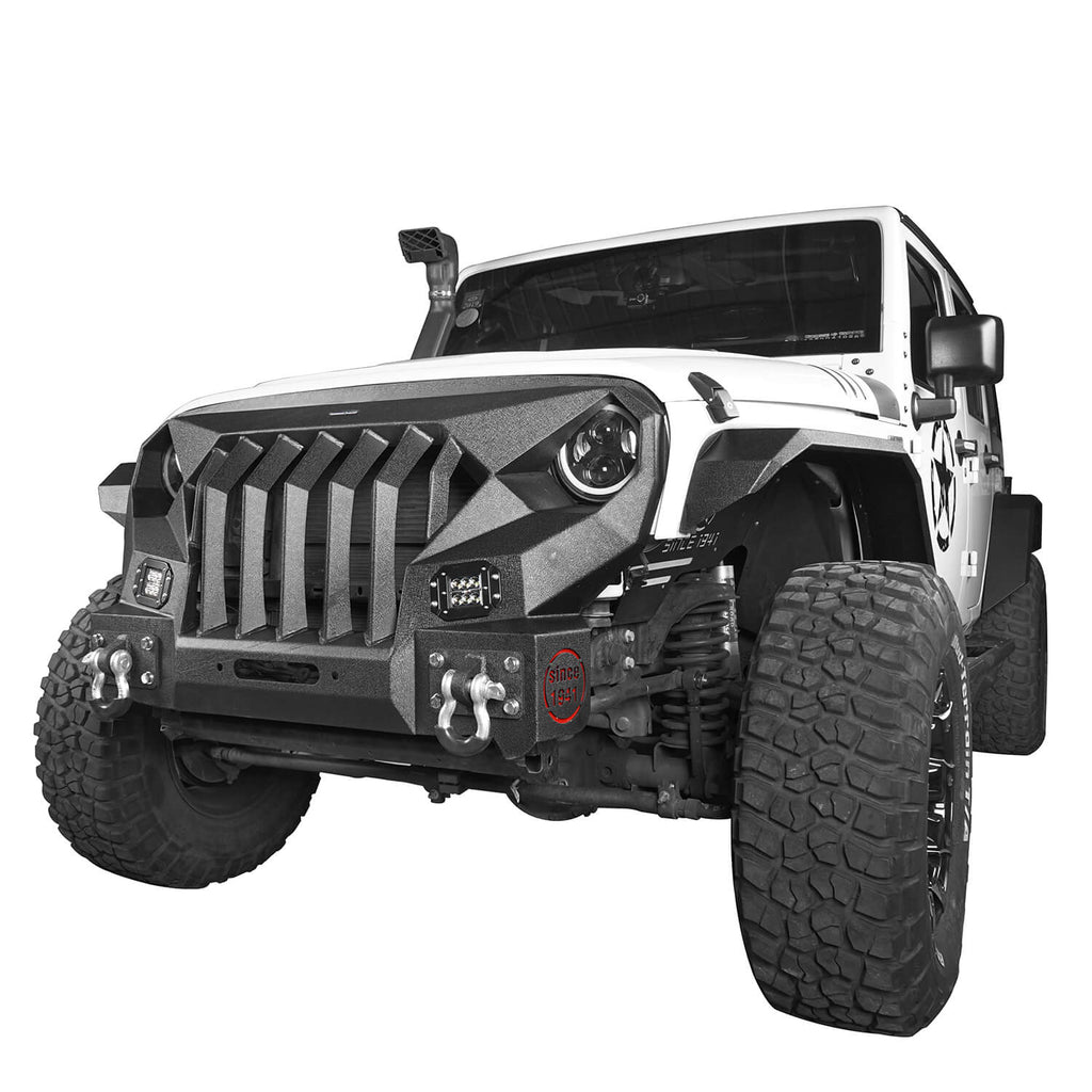 Front Bumper & Rear Bumper w/2 Inch Hitch Receiver(07-18 Jeep Wrangler JK) - Rodeo Trail