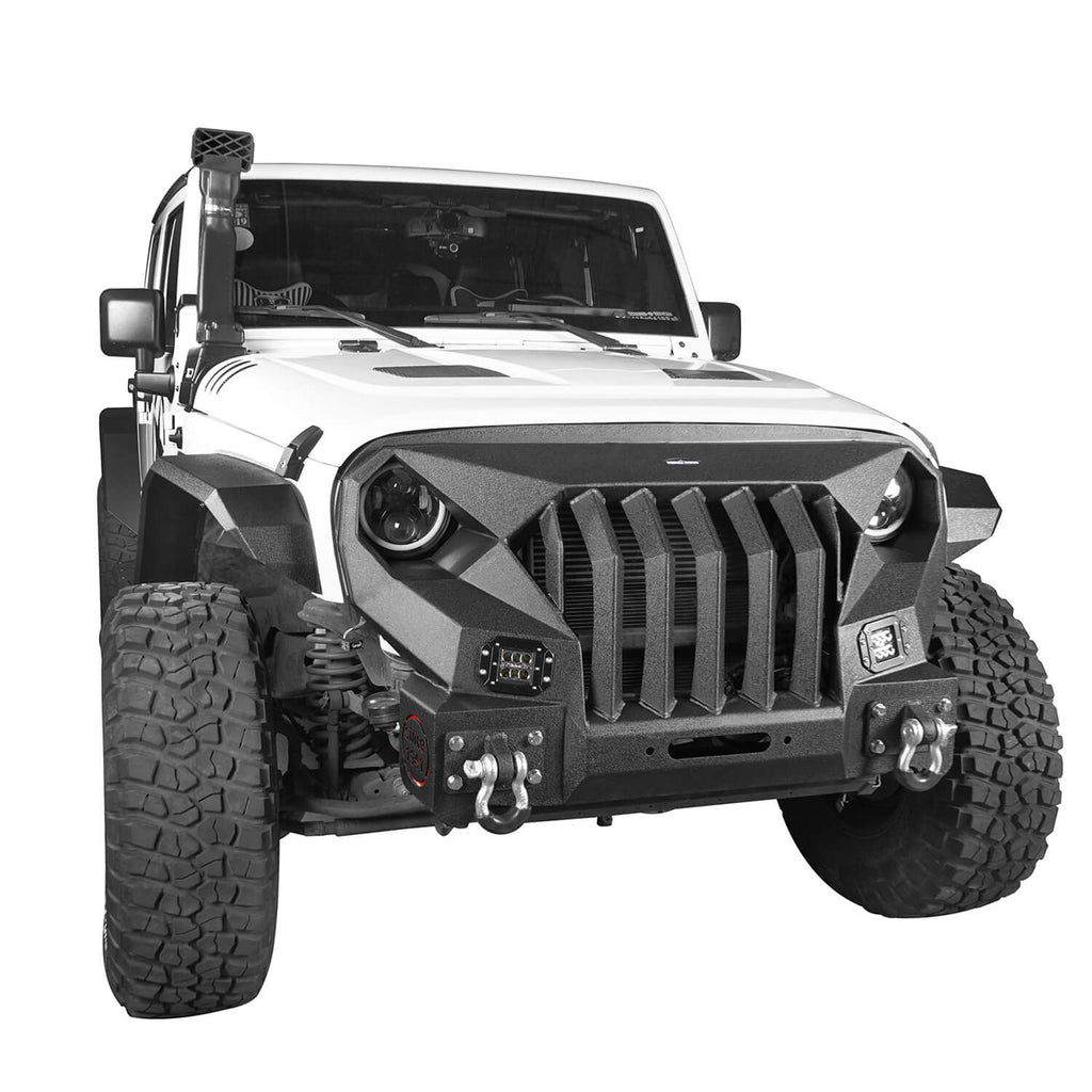 Front Bumper & Rear Bumper w/2 Inch Hitch Receiver(07-18 Jeep Wrangler JK) - Rodeo Trail