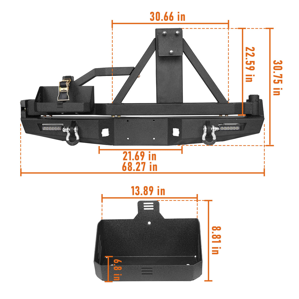 Tacoma Front Bumper & Rear Bumper w/Swing Out Tire Carrier for 2005-2011 Toyota Tacoma - Rodeo Trail b401940413-12