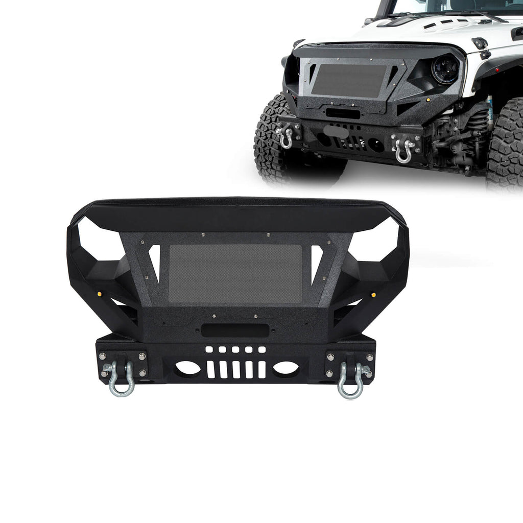 Jeep JK Steel Front Bumper w/Grille & Winch Plate(07-18 Jeep Wrangler JK) - Rodeo Trail