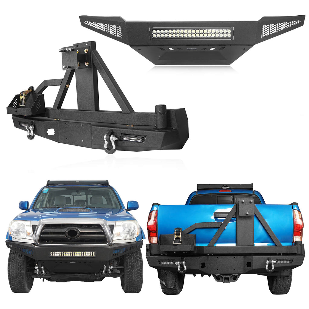 Full Width Front Bumper & Rear Bumper w/Tire Carrier for 2005-2011 Toyota Tacoma b40084013-1