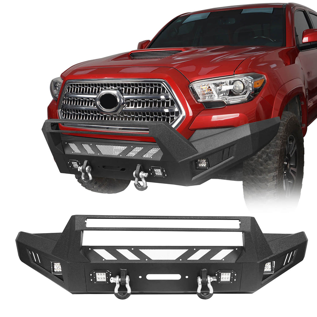 Full-Width Front Bumper with Low-Profile Hoop for 2016-2023 Toyota Tacoma 3rd Gen b4201-1