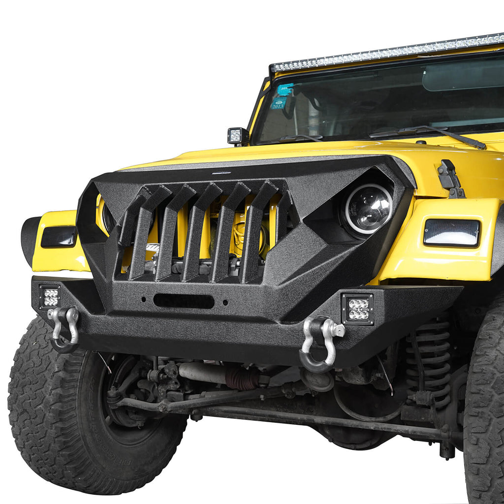 Front Bumper w/Grille Guard & Winch Plate for 1997-2006 Jeep Wrangler TJ Offroad Jeep Wrangler Accessories BXG214 2
