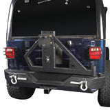SINGLE ACTION Rear Bumper w/Tire Carrier & Receiver Hitch(97-06 Jeep Wrangler TJ) - Rodeo Trail