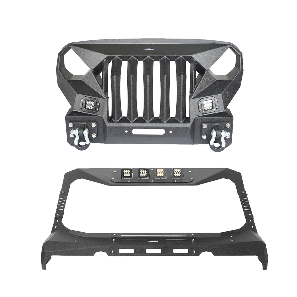 Mad Max Front Bumper w/Steel Grille Guard & Windshield Frame Cover(07-18 Jeep Wrangler JK) - Rodeo Trail
