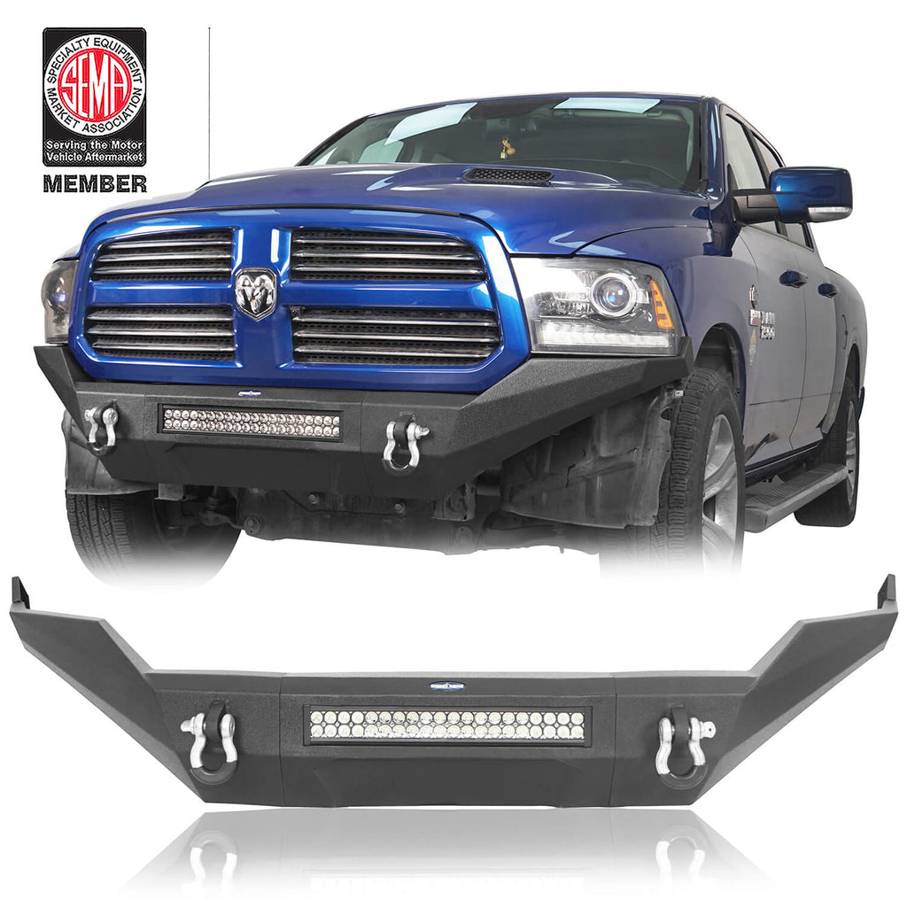 Discoverer Full-Width Front Bumper w/LED Light Bar (13-18 Dodge Ram 1500, Excluding Rebel) - Rodeo Trail